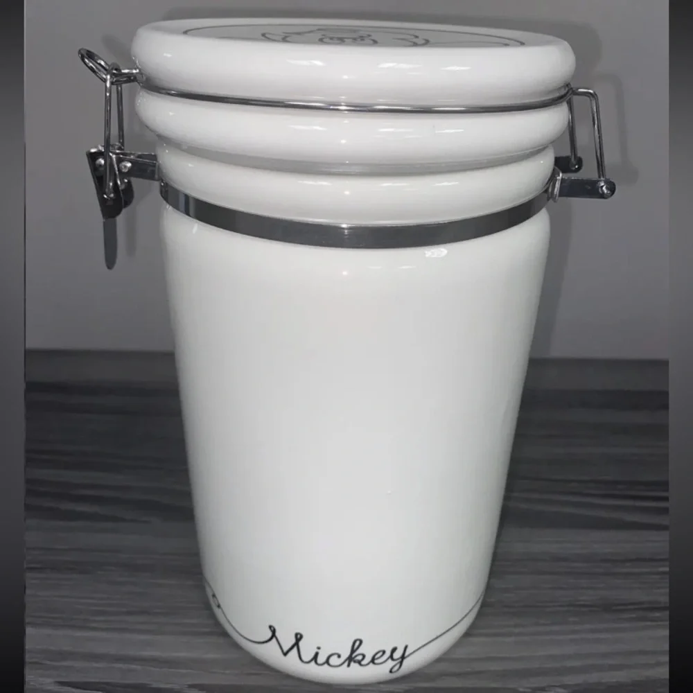 Disney Mickey Mouse 8” Linear Hinge Cookie Jar Canister Container Black …